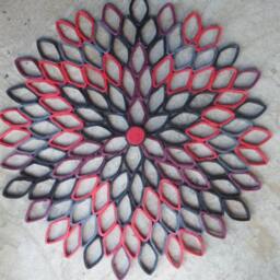 Red & Black Dahlia Wall Art Large 3D Geometric Paper Flower - thumbnail 2
