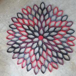 Red & Black Dahlia Wall Art Large 3D Geometric Paper Flower - thumbnail 3