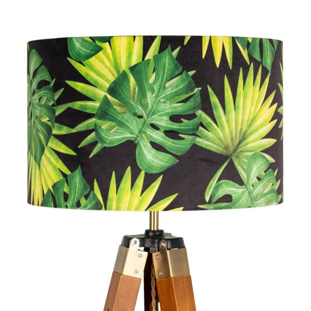 Tropical Leaves Black Green Lampshade - Handmade Botanical Exotic Palms Cheese Plant Drum Lamp Shade 25cm 30cm 35cm 40cm 45cm - image 1