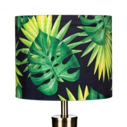 Tropical Leaves Black Green Lampshade - Handmade Botanical Exotic Palms Cheese Plant Drum Lamp Shade 25cm 30cm 35cm 40cm 45cm - thumbnail 2