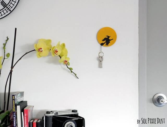 Witch Silhouette - Key Holder Chain Housewarming Gift Home Decor Halloween Idea - image 1