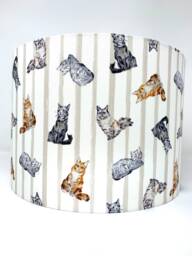 Cat Lampshade Striped Cotton Drum Shade For Table/Ceiling Lights