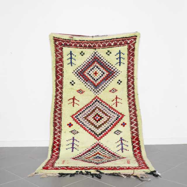 Vintage Berber Wool Rug Hand-Knotted Moroccan Kilim, Geometric Design - 265 X 139 cm - image 1