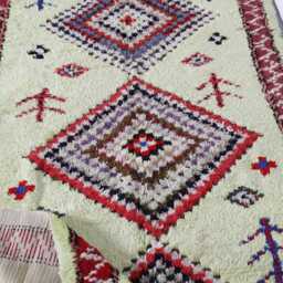 Vintage Berber Wool Rug Hand-Knotted Moroccan Kilim, Geometric Design - 265 X 139 cm - thumbnail 4
