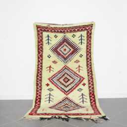 Vintage Berber Wool Rug Hand-Knotted Moroccan Kilim, Geometric Design - 265 X 139 cm