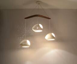 Boomerang Double-Cut - Modern Chandelier Three Light Pendant Sculptural Ceramic Lighting