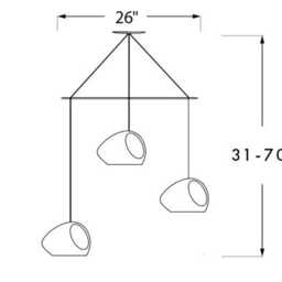 Boomerang Double-Cut - Modern Chandelier Three Light Pendant Sculptural Ceramic Lighting - thumbnail 4