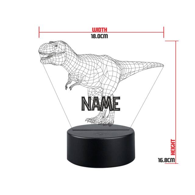 Personalised T-Rex Led Night Light Dinosaur Kids Bedroom Lamp - image 1