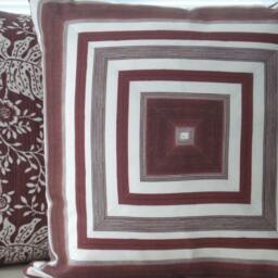 Sale20x20 Indoor/Outdoor Decorative Pillow Cover - GeometricThrow -Accent PillowRedish Brown Brick & White - thumbnail 2