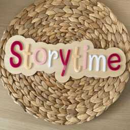 Storytime Wall Sign. Childrens Bedroom Baby Nursery Wooden Acrylic Quote Decor. Shower Gift. Pink Story Time Reading Book Corner - thumbnail 3