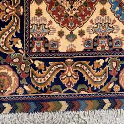 Handmade Afghan Wool Mazari Rug 4.4Ft Square Tribal Carpet - thumbnail 3