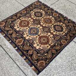 Handmade Afghan Wool Mazari Rug 4.4Ft Square Tribal Carpet - thumbnail 4