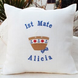 Personalized Beach Bag Pillow, Name Pillow Case, Embroidered Cover, Boat Gift, Beach House Decor, Nautical Summer Decor Pillow, Coastal - thumbnail 2