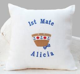 Personalized Beach Bag Pillow, Name Pillow Case, Embroidered Cover, Boat Gift, Beach House Decor, Nautical Summer Decor Pillow, Coastal - thumbnail 1