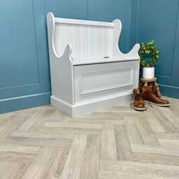 Hand Painted 915mm Wide Monks Bench With Shoe Storage Hallway Entrance, Under Seat Compartment - thumbnail 3
