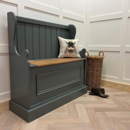 Narrow Monks Bench, 3Ft Entry Hallway Shoe Storage Seat in Any Paint Colour - thumbnail 2
