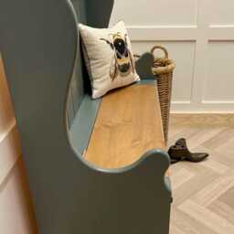 Hand Painted 915mm Wide Monks Bench With Shoe Storage Hallway Entrance, Under Seat Compartment - thumbnail 4