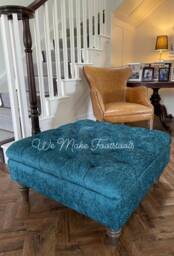 Deep Chesterfield Upholstered Footstool - Coffee Table Available in Various Colours & Fabrics - thumbnail 1