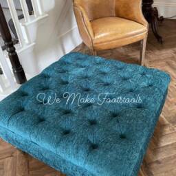 Deep Chesterfield Upholstered Footstool - Coffee Table Available in Various Colours & Fabrics - thumbnail 2