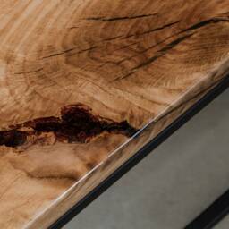 Personalised Live Edge Coffee Table, Little Epoxy Table Made Of Oak Wood, Blue Uv Resin River To Modern Living Room - thumbnail 4