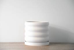 "Bubbly Planter With Drainage & Saucer in White, Unique 3D-Printed Plant Pot, Small To Large Sizes 4"" 5"" 6"" 7"" 8" - thumbnail 1