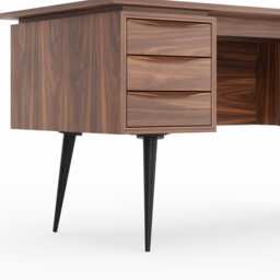 Walnut Executive Desk With Six Drawers, Mid Century Modern Office - thumbnail 3