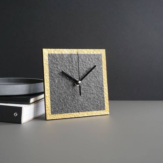 Luxury Black & Gold Mantel Clock, Modern Free Standing Table Decoration, Traditional Recycled Paper 1St Anniversary Gift For Couple - image 1