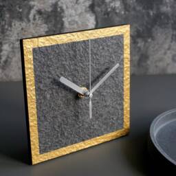 Luxury Black & Gold Mantel Clock, Modern Free Standing Table Decoration, Traditional Recycled Paper 1St Anniversary Gift For Couple - thumbnail 4
