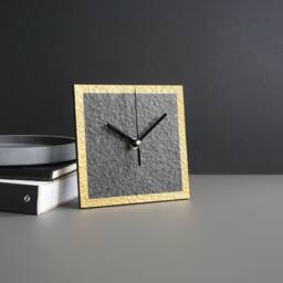 Luxury Black & Gold Mantel Clock, Modern Free Standing Table Decoration, Traditional Recycled Paper 1St Anniversary Gift For Couple - thumbnail 1