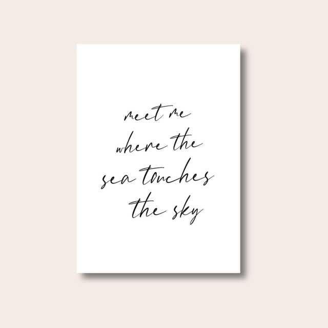 Beach Quote Print, Meet Me Where The Sea Touches Sky, Adventure Quote, Ocean Art Modern Wall Prints, Unframed Prints - image 1