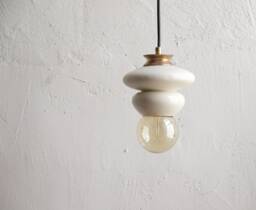 Pendant Ceramic Lamp, Hanging Lampshade, Handmade Design, Contemporary Artwork Creation, Unique Light Fixture Gift - thumbnail 1