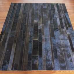 Cowhide Patchwork Rug Striped Brown Leather - Handcrafted, Custom Sizes - thumbnail 3