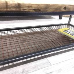Industrial Raw Steel & Wood Coffee Table - Handmade Mesh Shelf Rustic UK Made Living Room Furniture - thumbnail 4
