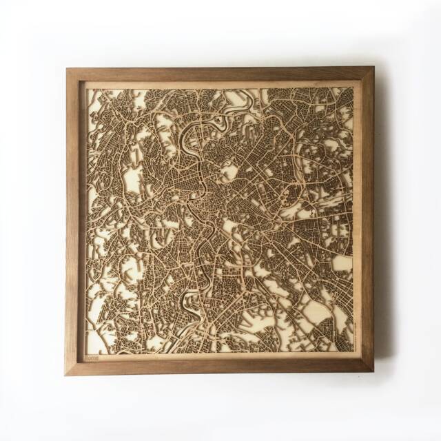 Rome Wooden Street Map - Laser Cut Framed 3D Minimalist Wall Art - image 1