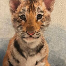 "Handmade Tiger Cub Cushion Cover Heavyweight Cotton Blend - 16""x16" - thumbnail 3
