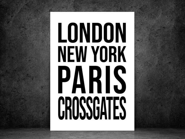 Crossgates Iconic Bold Town Scotland Print Poster - Fife Gift Bespoke A5 A4 A3 Framed Or Unframed - image 1