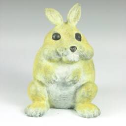 Bronze Bunny Figurine - Chubby Rabbit Sculpture, Yolk Art - thumbnail 2