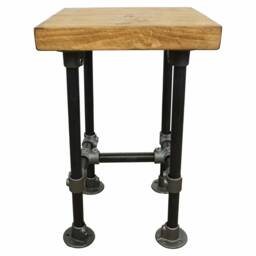 Industrial Raw Steel Key Clamp Bar Stool With Reclaimed Timber Top - thumbnail 2