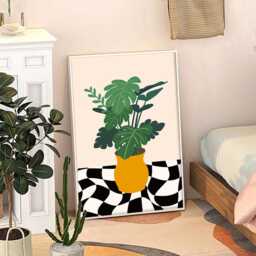 Abstract Plant Large Leaf Art Canvas Poster, Trendy Wall Art, Apartment Aesthetic Decor, Retro Home Printed Gift - thumbnail 3