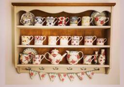 Dual-Colour Pine Kitchen Wall Cabinet Open Shelving Unit