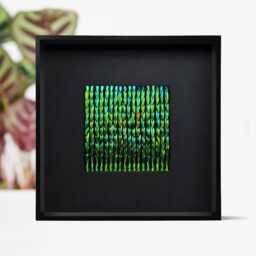 Jewel Beetle Wing Mosaic Natural Insect Art, Modern Home Decor - thumbnail 1
