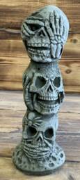 Stone Garden Large See Hear Speak Skull Tower Gothic Human Head Ornament Statue - thumbnail 1