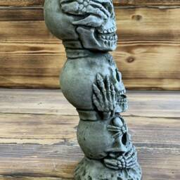 Stone Garden Large See Hear Speak Skull Tower Gothic Human Head Ornament Statue - thumbnail 3