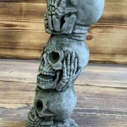 Stone Garden Large See Hear Speak Skull Tower Gothic Human Head Ornament Statue - thumbnail 2