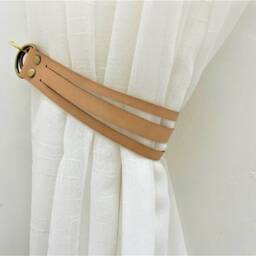 Minimalist Leather Curtain Tieback, Modern Window Decor - thumbnail 2
