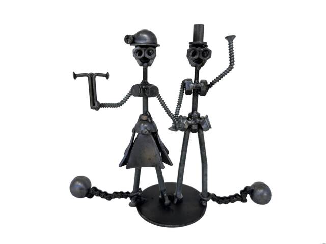 Chain & Ball Wedding Sculpture. 7 Inches High. 100% Handmade. All Recycled Parts. A Perfect Gift For Wedding Cake Or Anniversary Gift - image 1