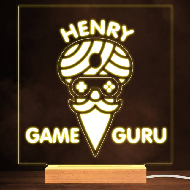 Game Guru Video Gaming Controller Face Personalised Gift Warm White Night Light - Bedroom Lamp - image 1