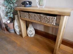 Handcrafted Rustic Chunky Wooden Console Hall Table - thumbnail 1