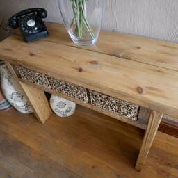 Handcrafted Rustic Chunky Wooden Console Hall Table - thumbnail 2