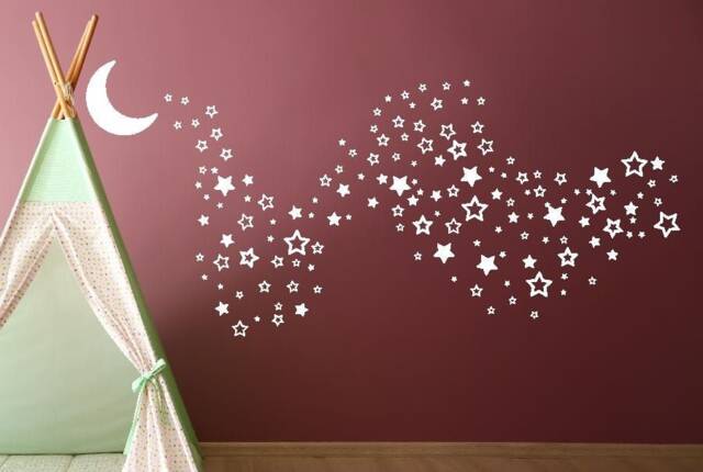 Sale Moon & Stars Wall Decals Nursery Decor, Mixed Size Stickers - image 1